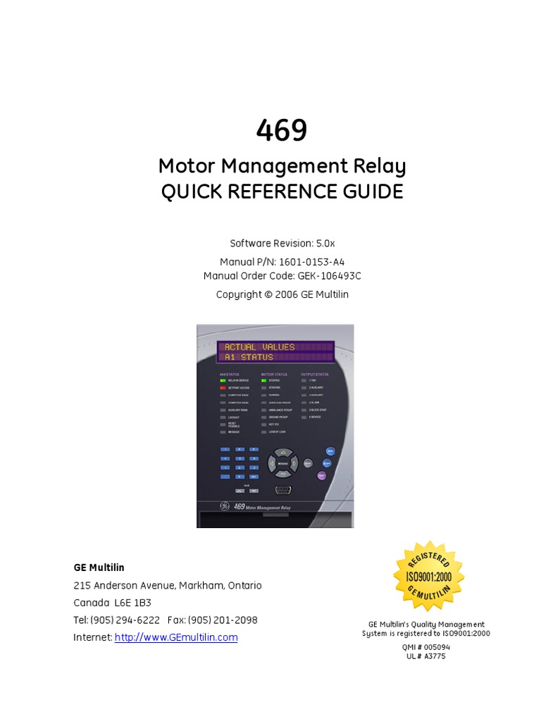 Motor Management Relay Quick Reference Guide | PDF | Computer File | Relay
