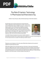 The Role of Isolator Technology in Pharmaceutical Manufacturing