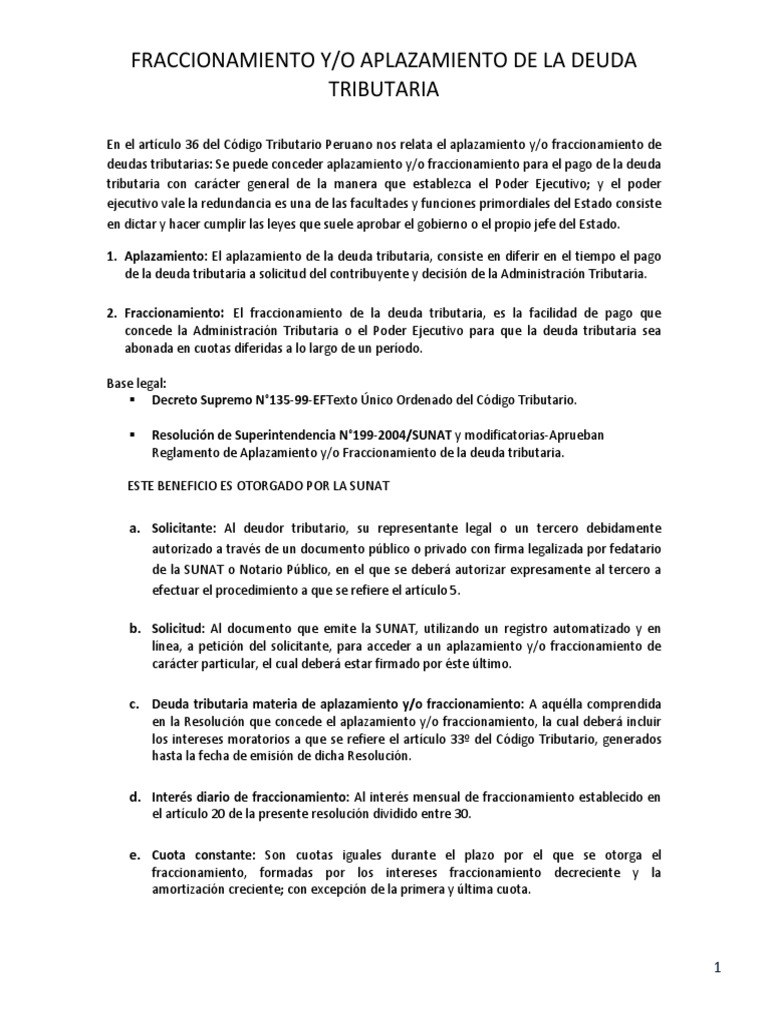 Fraccionamiento Y Aplazamiento Pdf Pagos Gobierno