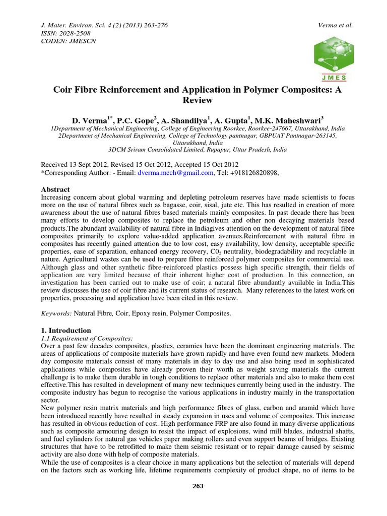 Coir Fibre in Polymer Composites Review | PDF | Composite Material | Fibers