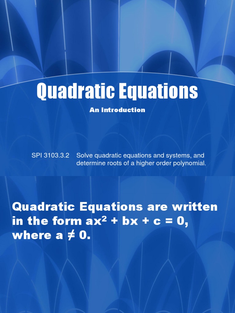 Methods for Solving Quadratic Equations | PDF | Quadratic Equation ...