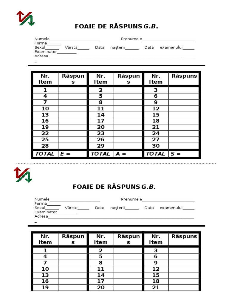 Foaie de Raspuns | PDF