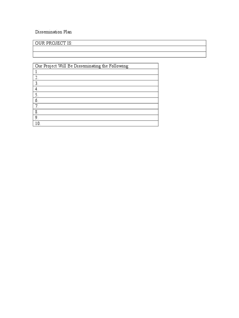 Dissemination Plan for Project Materials | PDF
