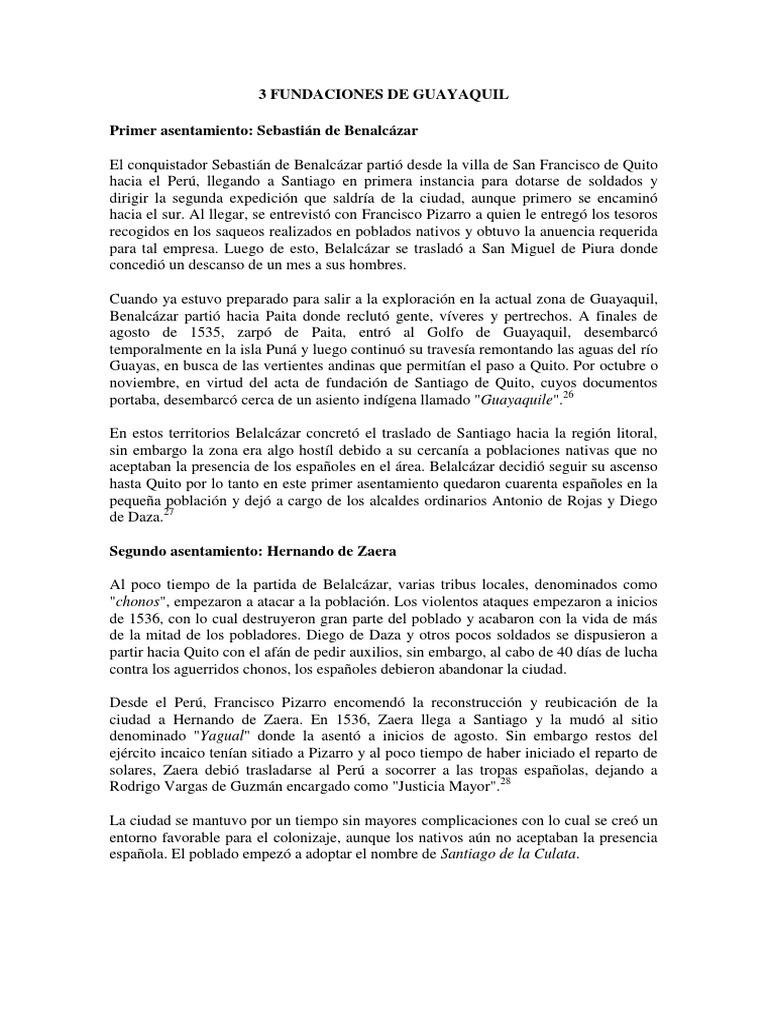 3 Fundaciones De Guayaquil Francisco Pizarro Ecuador
