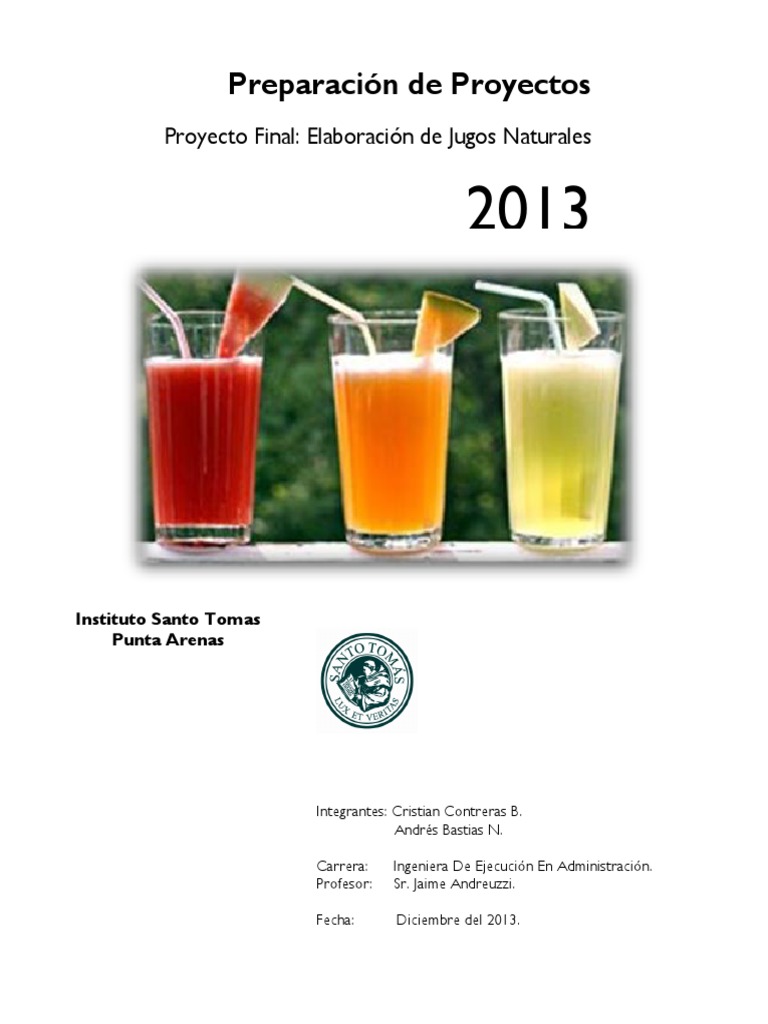 Proyecto Final Elaboración de Jugos Naturales PDF | PDF