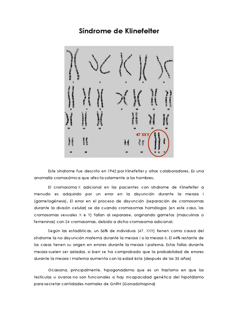 Síndrome de Klinefelter.docx | Genética | Ciencias de la tierra y de la ...