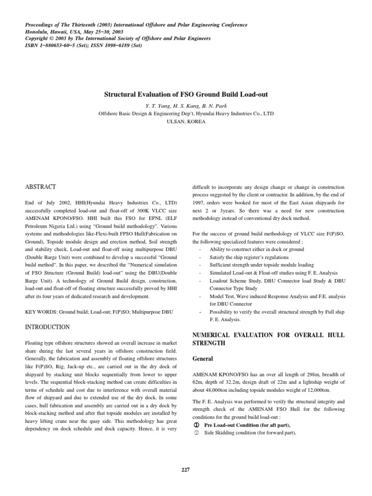 Structural Evaluation of FSO Ground Build Load-Out | PDF | Hull ...