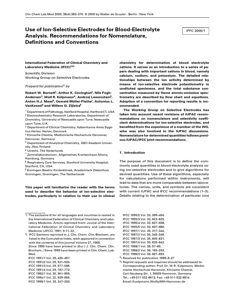 ISE in Medical Analysis PDF Salt (Chemistry) Chloride