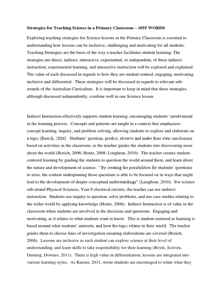 strategies for teaching science in a primary classroom Teachers