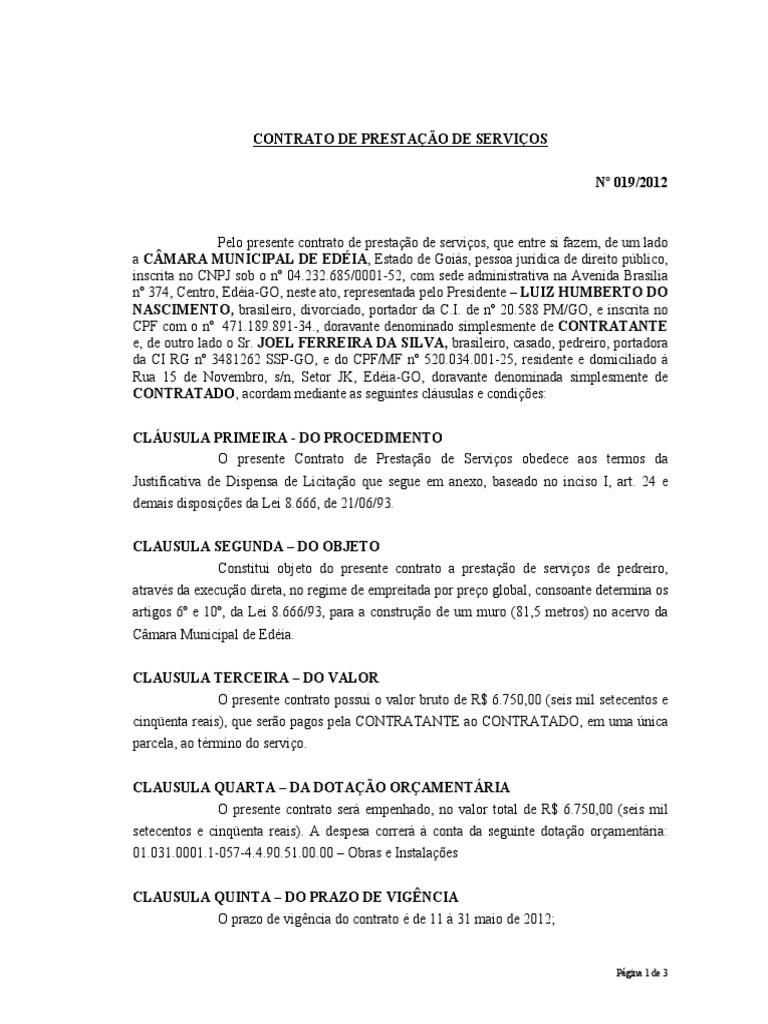 Contrato - Prestacao.de - Servico.de - Pedreiro.19.12 | PDF