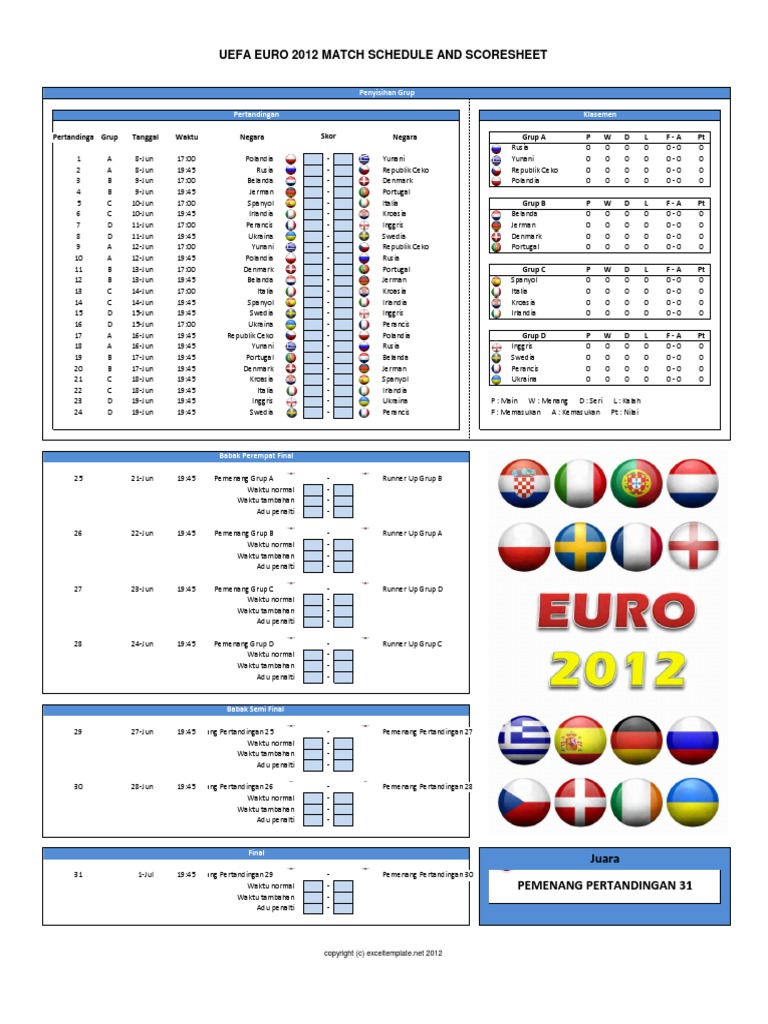 Jadwal Piala Eropa Excel Jadwal Euro 2012 Excel