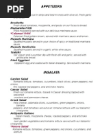 Zizzi Restaurant Menu Overview | PDF | Italian Cuisine | Foods