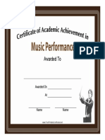 Music Performance Academic Certificate