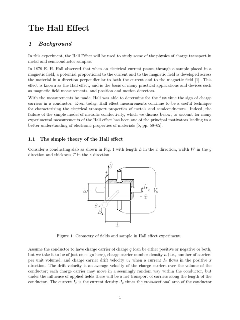 Hall Effect | PDF | Electron | Electrical Resistivity And Conductivity