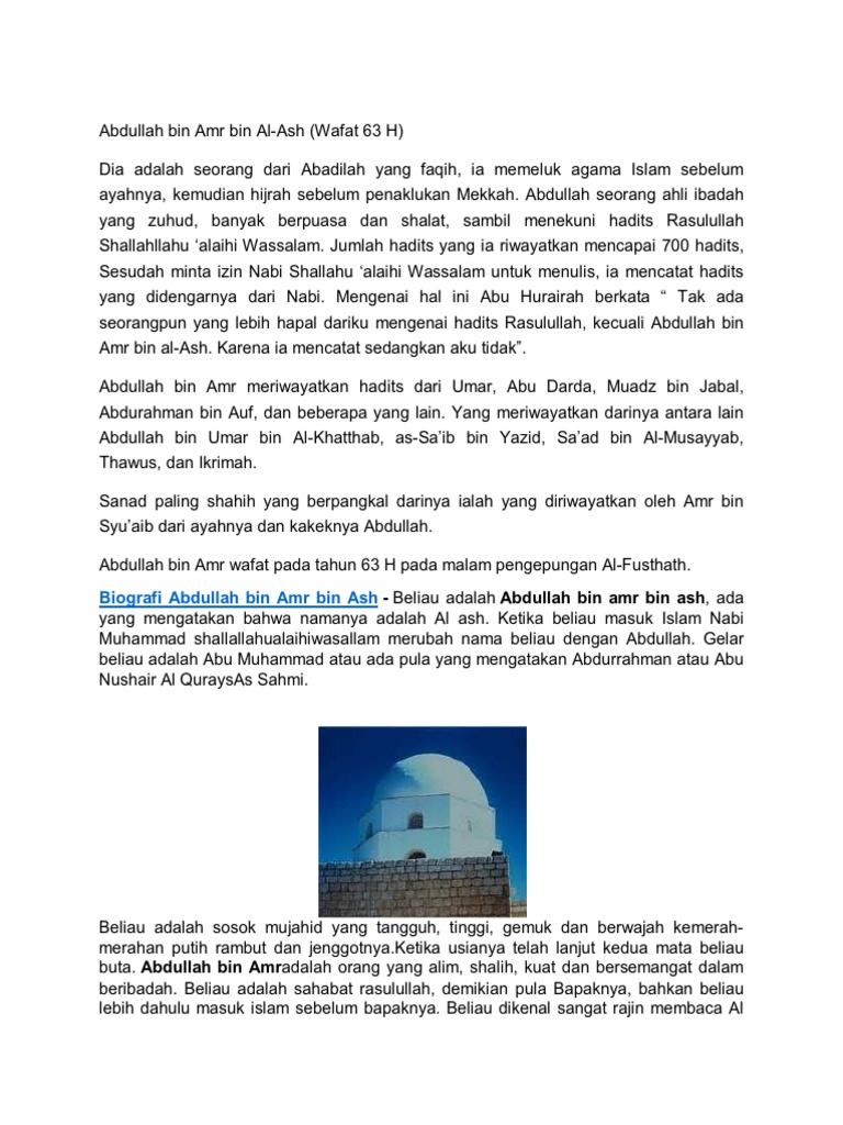 Abdullah Bin Amr Bin Al Ash Pdf