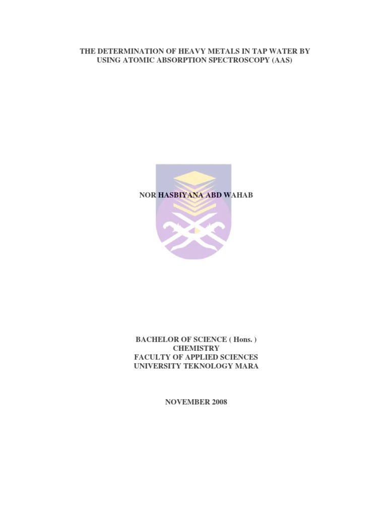 The Determination of Heavy Metals in Tap Water | PDF | Cadmium | Lead