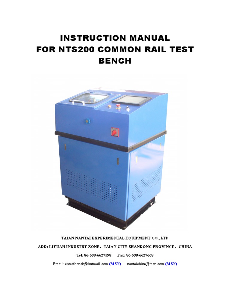 NTS200 Common Rail Test Bench Manual | PDF | Fuel Injection ...