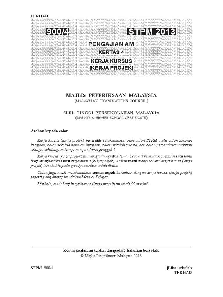 Stpm Baharu Kerja Kursus Pengajian Am 2013 Pdf