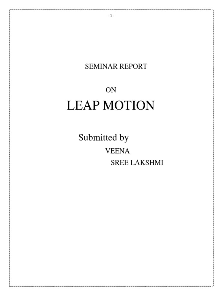 Leap Motion Seminar | PDF | Touchscreen | 3 D Computer Graphics