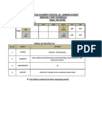 Pakistan Academy School Al-Ahmadi Kuwait Monthly Test Schedule Class: AS-LEVEL