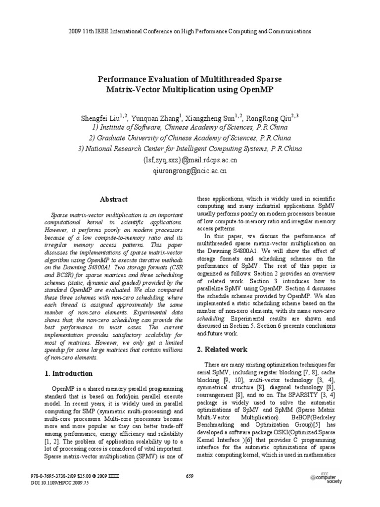 Performance Evaluation of Multithreaded Sparse Matrix-Vector ...