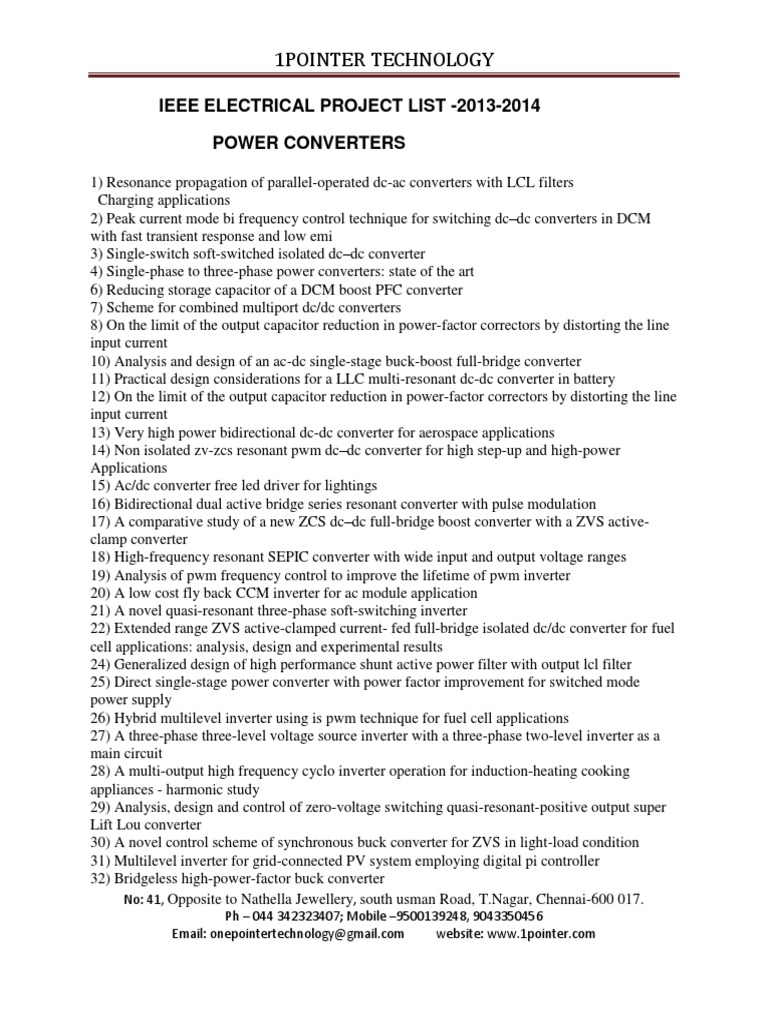 IEEE Electrical Project Ideas 2013-2014 | PDF | Power Inverter | Power ...