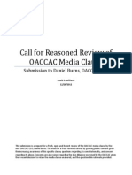 Call For Reasoned Review of OACCAC Media Clause: Submission To Daniel Burns, OACCAC CEO