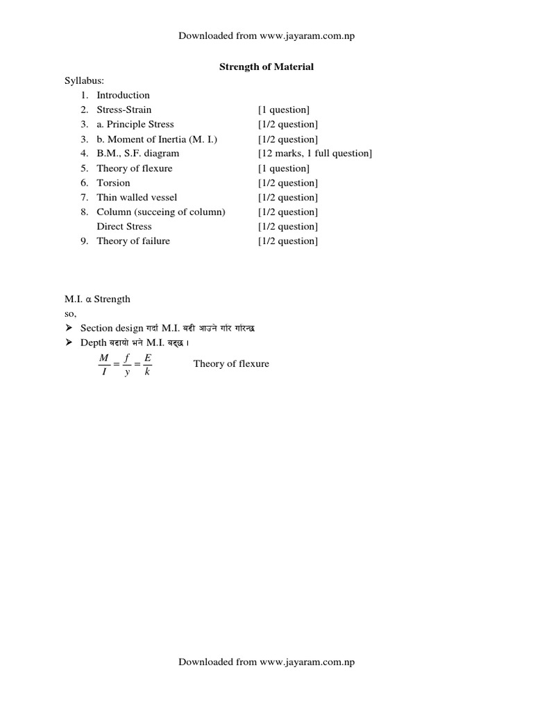 Strength of Material PDF Stress (Mechanics) Deformation (Mechanics)