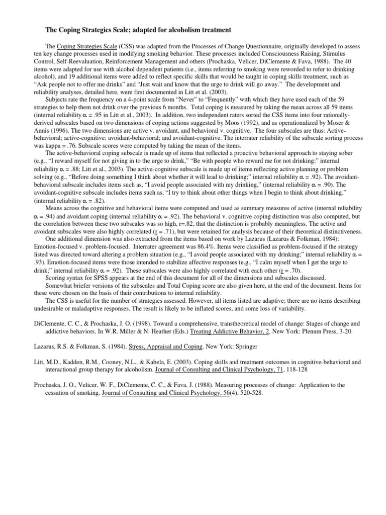 Development and Validation of the Coping Strategies Scale for Measuring ...