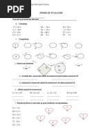 Test Matematica Adunari Si Scaderi in Concentrul 0 100 Fara Trecere Peste Ordin