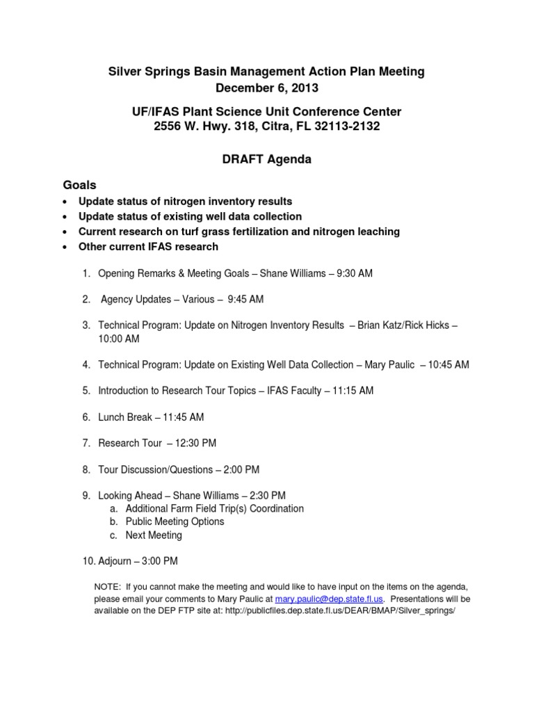 12-2013-Silver Springs BMAP Agenda | PDF