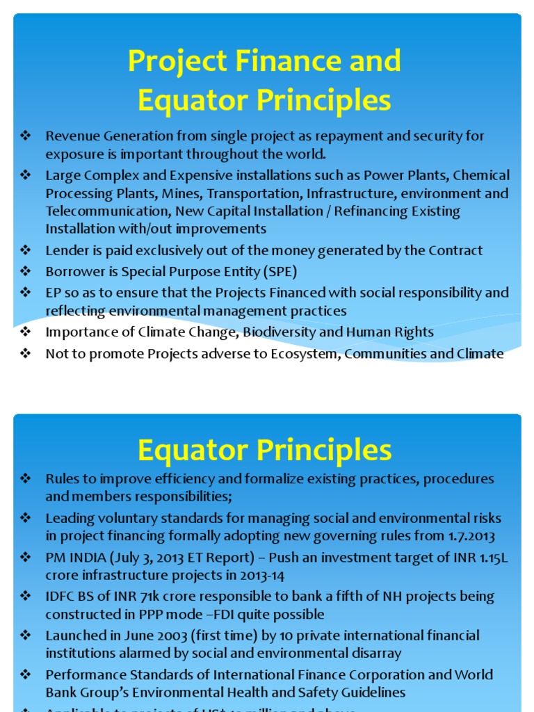 Equator Principles PDF Project Finance Refinancing
