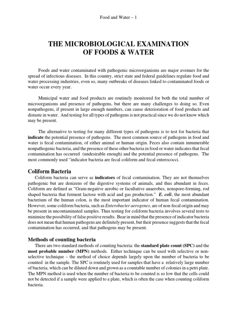 Microbial Testing of Food and Water | PDF | Growth Medium | Colony ...