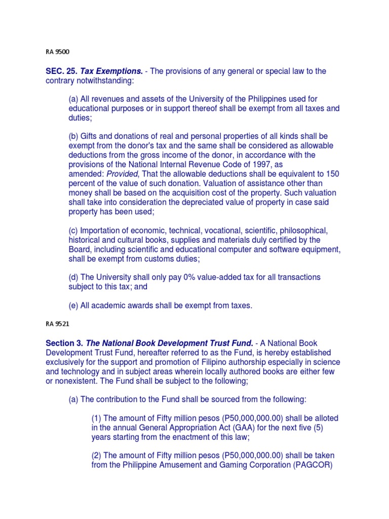 Ra 9500 Ra 9521 | PDF | Tax Deduction | Gross Income