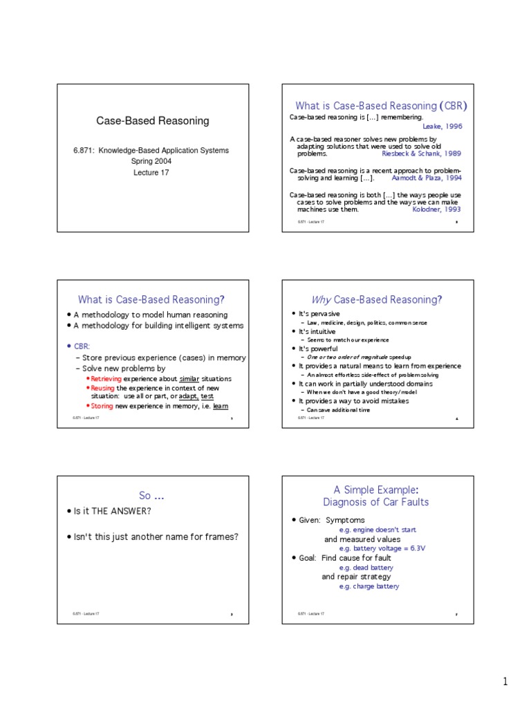 Case-Based Reasoning Overview and Applications | PDF | Reason ...