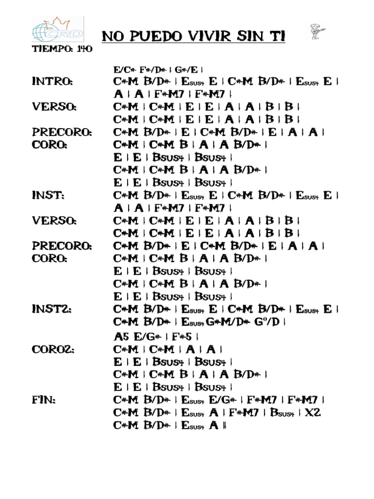 Acordes y letra: No puedo vivir sin ti | PDF | Estudios de idiomas ...