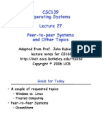 CSC139 Operating Systems Peer-To-Peer Systems and Other Topics