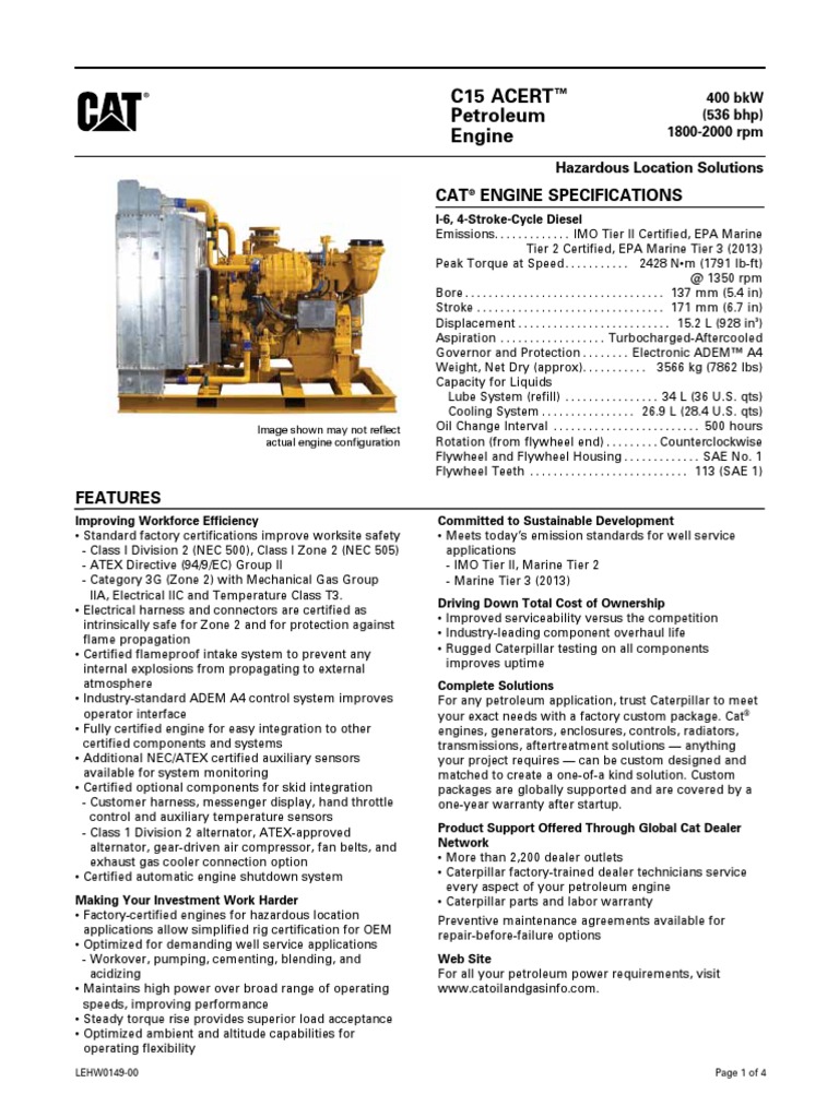 C15 Acert Spec Sheet Engines Turbocharger