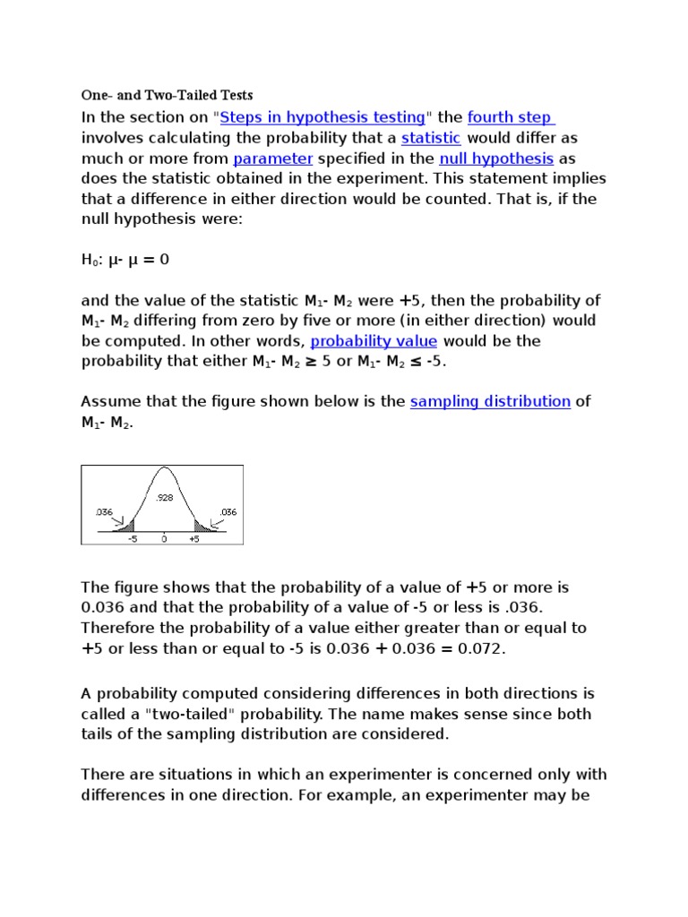 One vs Two-Tailed Hypothesis Tests | PDF | Statistical Hypothesis ...