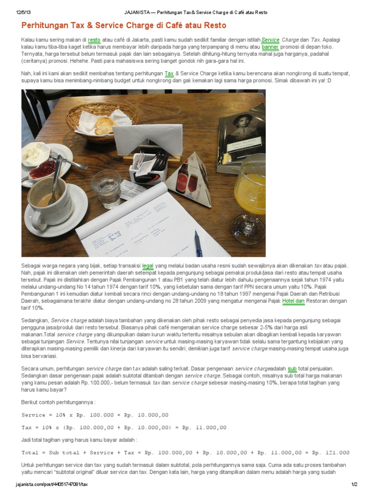 Perhitungan Tax & Service Charge Restoran | PDF | Bisnis