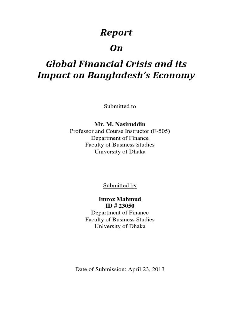 Impact of Global Crisis on Bangladesh Economy | PDF | Financial Crisis ...