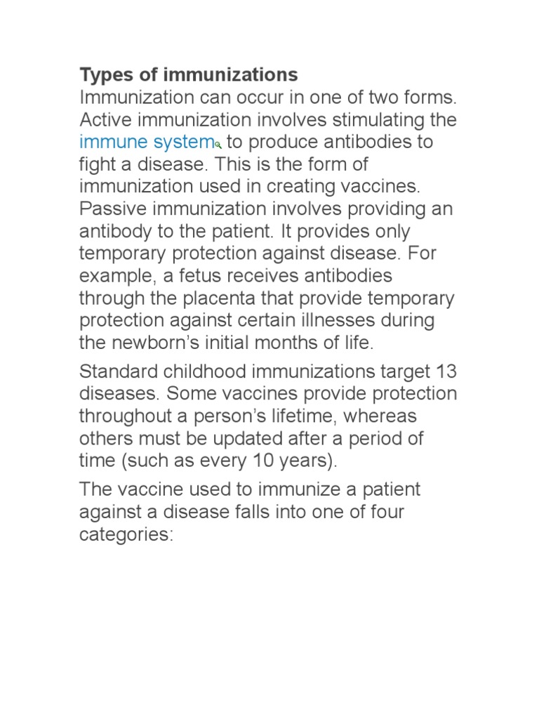 Types of Immunization Explained | PDF | Vaccines | Rtt