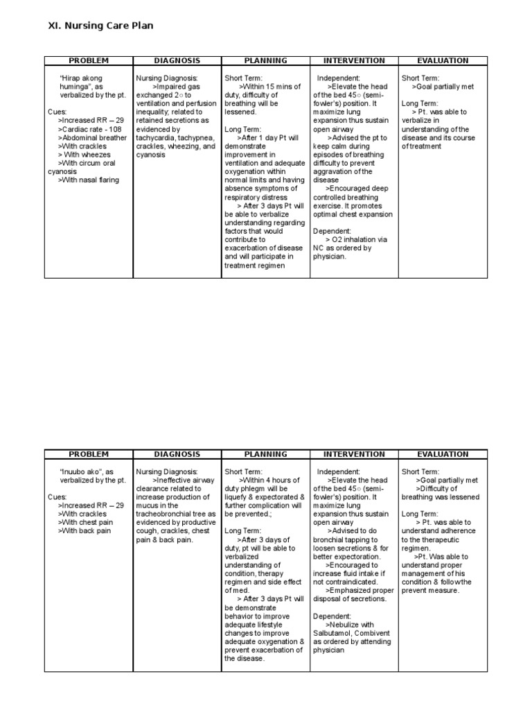 NCP for COPD Breathing Respiratory Tract
