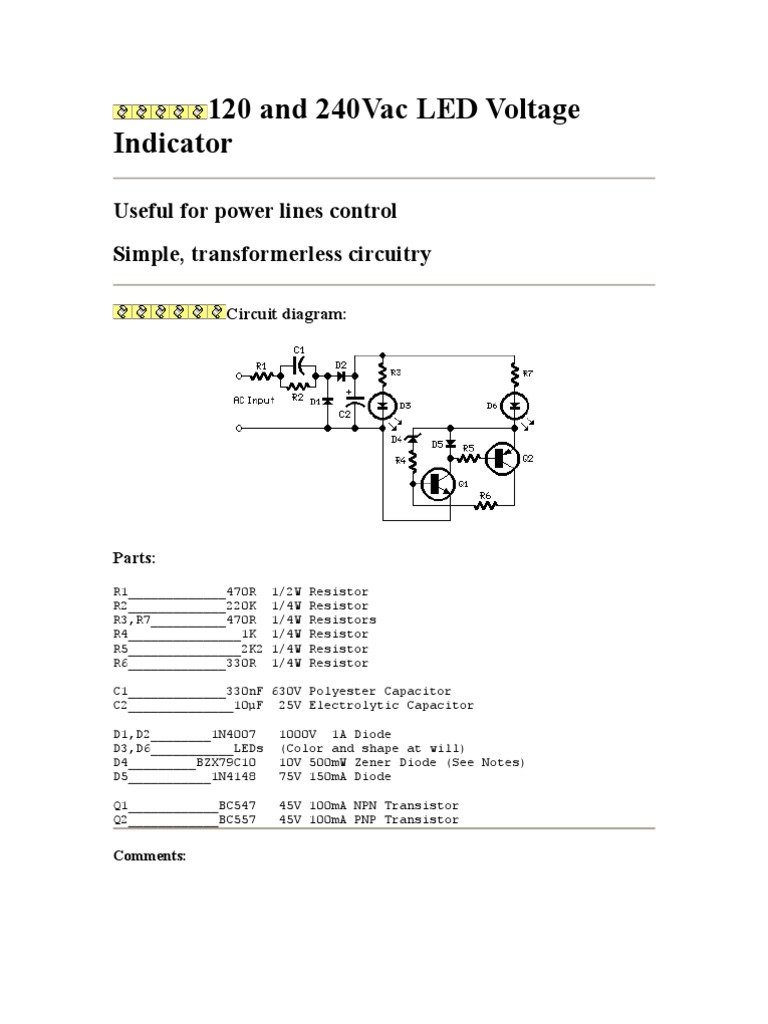 120 and 240vac LED Voltage Indicator | PDF