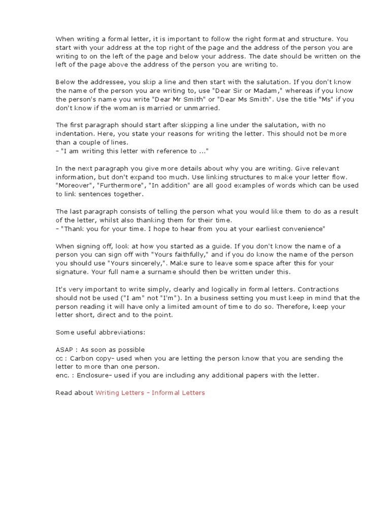 When Writing A Formal Letter | Pdf | Writing | Semiotics