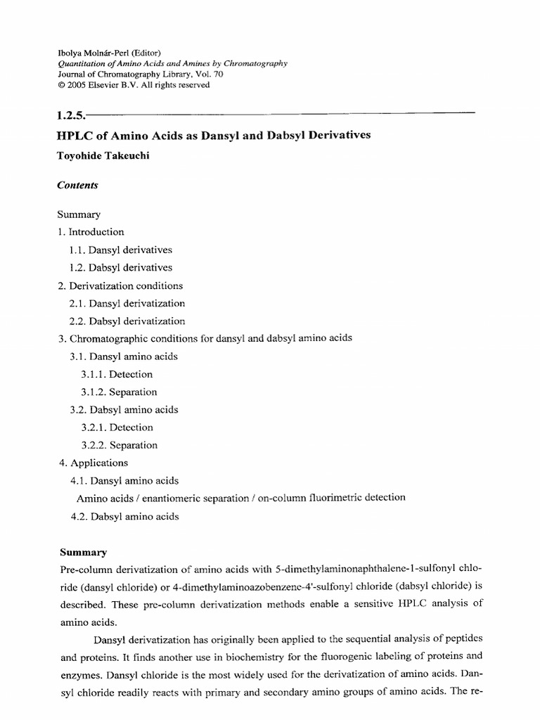 Hplc Of Amino Acids As Dansyl And Dabsyl Derivatives – QTWWM