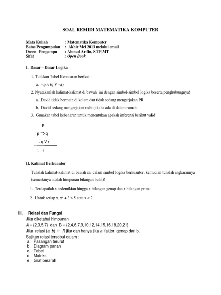 Soal Remedi Matematika Komputer