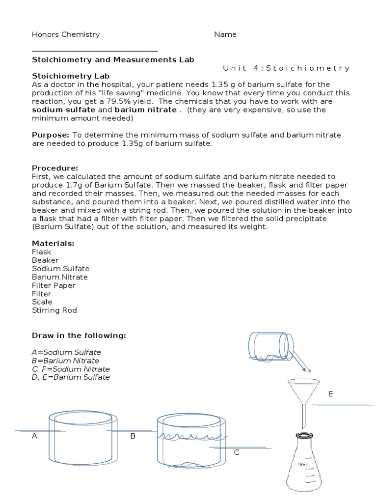 1314lab - Stoichiometry and Measurements Lab | PDF | Stoichiometry ...