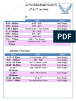 Falcon Friendship Varsity Rugby 7s and Touch 2013 Schedule