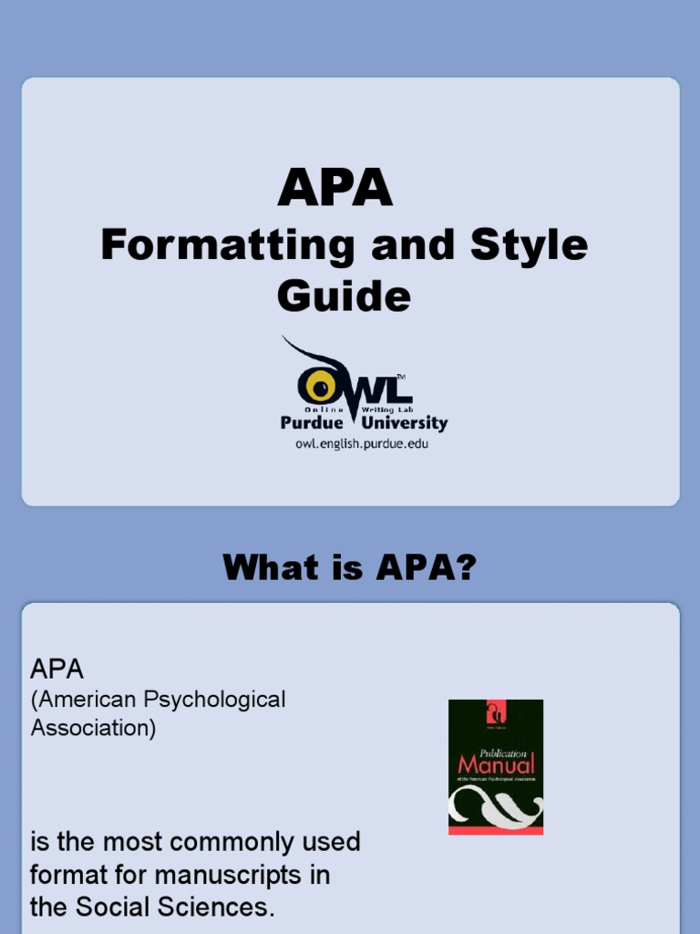 APA Formatting and Style Overview | PDF | American Psychological ...
